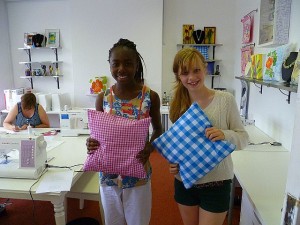 Oliva and Marianne with their cushions